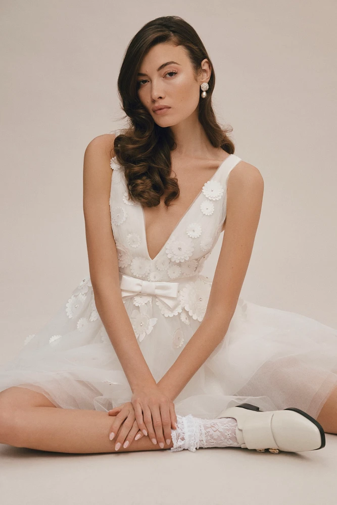 Viktor & Rolf for BHLDN Petunia Deep-V A-Line Mini Dress