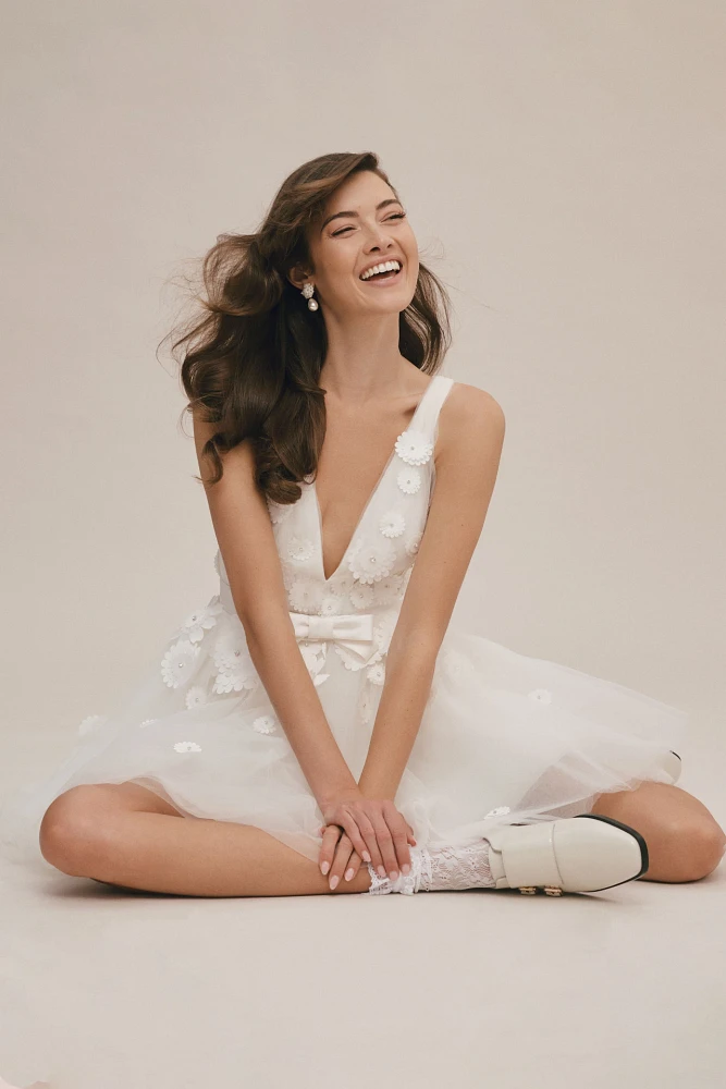 Viktor & Rolf for BHLDN Petunia Deep-V A-Line Mini Dress