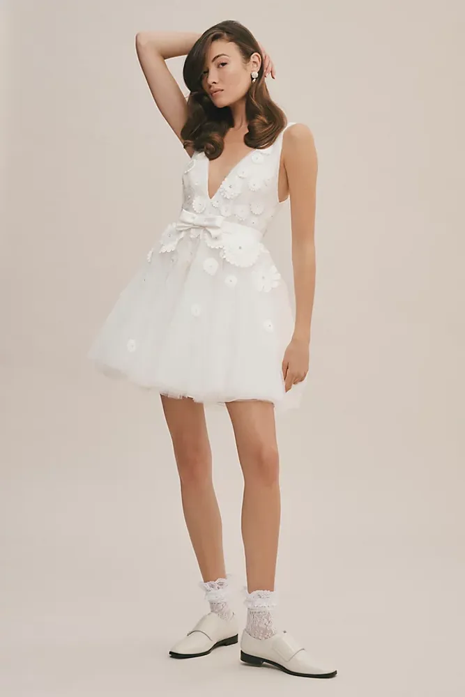 Viktor & Rolf for BHLDN Petunia Deep-V A-Line Mini Dress