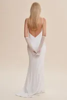 Jenny Yoo Marlis V-Neck Open-Back Sequin Gown