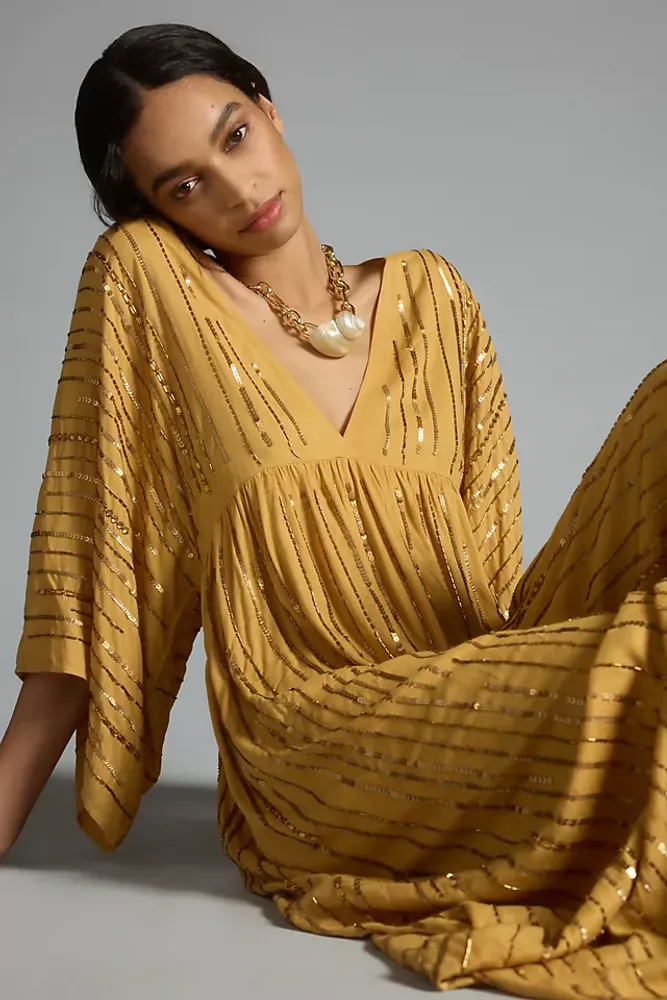 V-Neck Sequin Kaftan