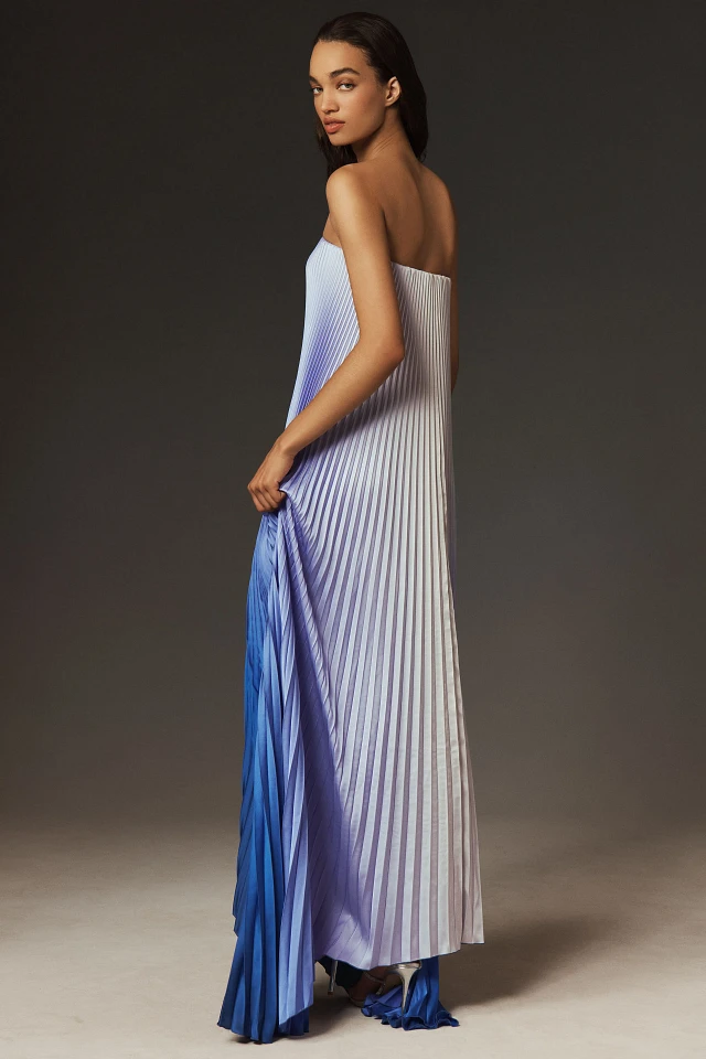 strapless pleated column dress anthropologie Acler Whitnell Strapless Column Midi Dress