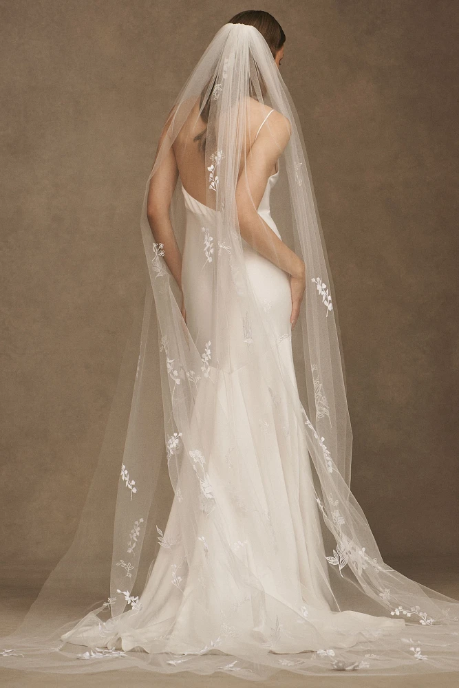 Theia Jasper Embroidered Cathedral Veil