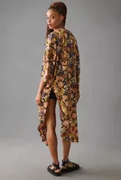 By Anthropologie Printed Satin Kimono