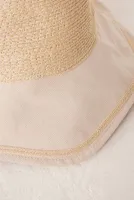 Wavy-Hem Straw Bucket Hat