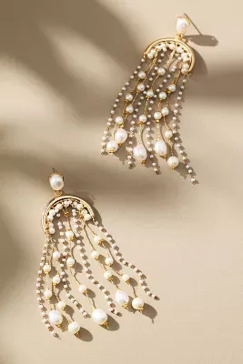 Crescent Pearl Dangle Earrings