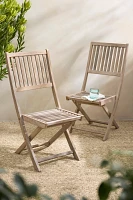 Folding Teak Side Chairs, Set of 2