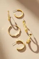 Crystal Tile Huggie Earrings, Set of 3