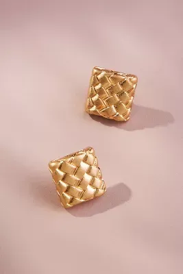 Woven Square Stud Earrings