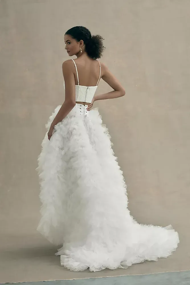 Morphine Fashion Aphrodite Tiered Ruffle High-Low Tulle Bridal Skirt