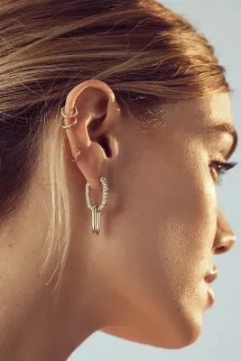Small Pavé Paperclip Earrings