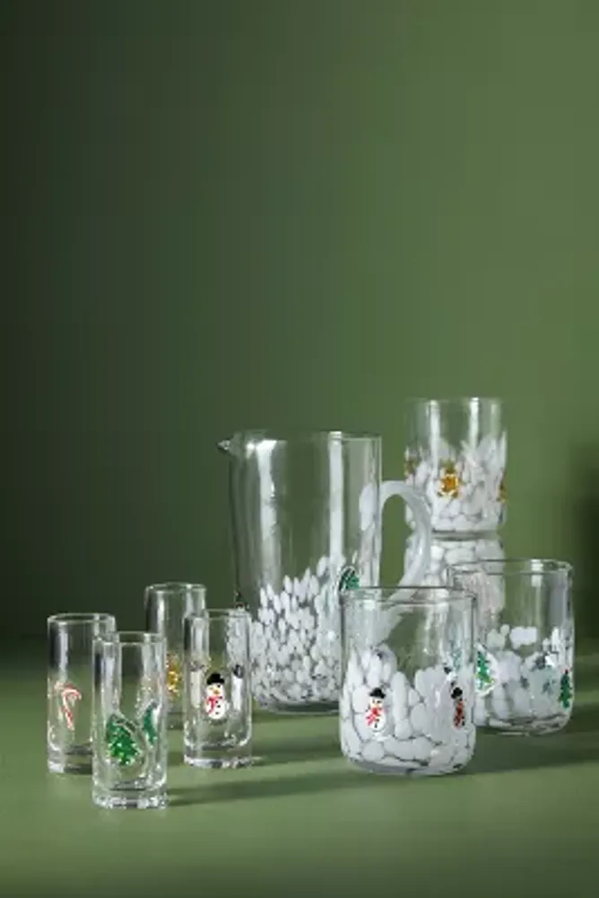 Festive Icon Juice Glasses, Mixed Set of 4