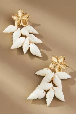Floral Shell Drop Earrings