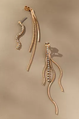 Crystal Chain Front-Back Earrings