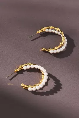 Layered Pearl Hoop Earrings