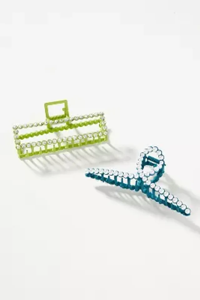 Pavé Loop Squiggle Hair Claw Clips, Set of 2