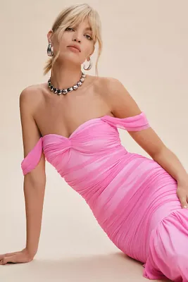 Norma Kamali Walter Off-The-Shoulder Sweetheart Shirred Fishtail Gown