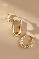Embellished Geometric Earrings, Set of 3
