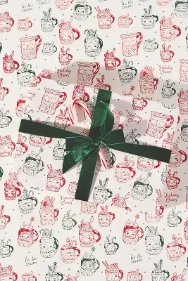 Louise Pretzel Santa Wrapping Paper Roll