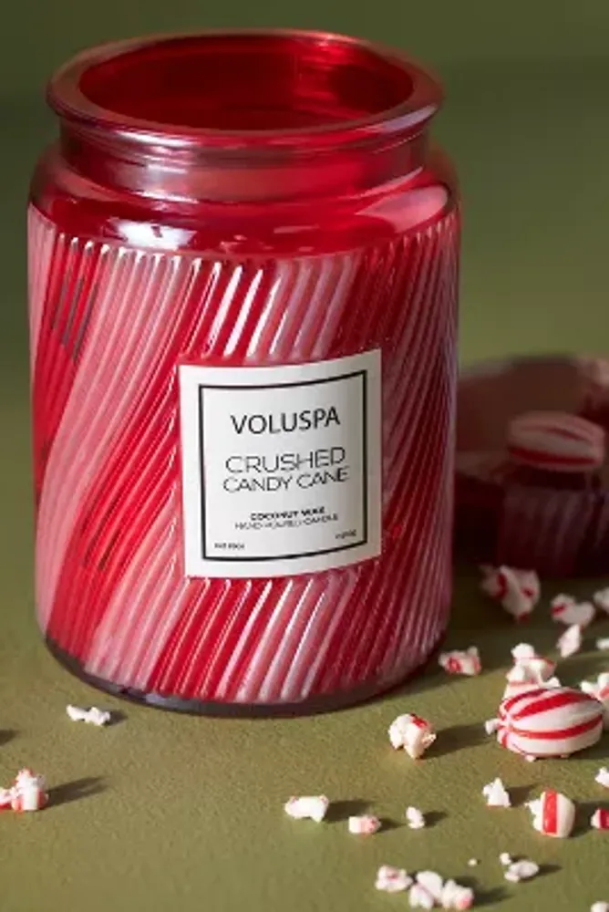 Voluspa Crushed Candy Cane Glass Jar Candle