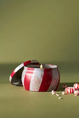 Voluspa Crushed Candy Cane Tin Candle