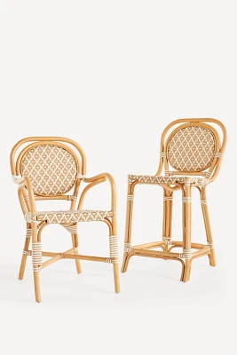 Coastal Rattan Indoor/Outdoor Bistro Chairs, Set of 2