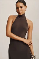 Norma Kamali Halter Turtleneck Fishtail Gown