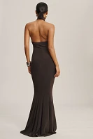 Norma Kamali Halter Turtleneck Fishtail Gown