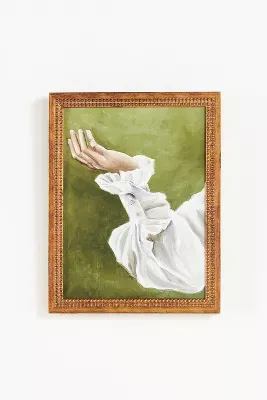 Woman's Hand on Green Wall Art