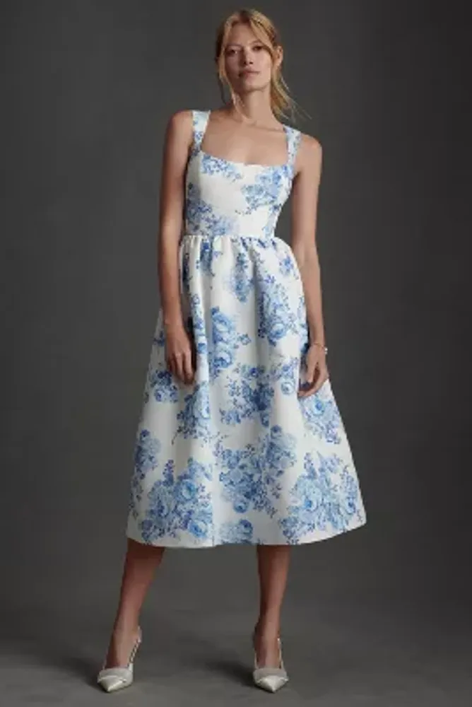 By Anthropologie Square-Neck Jacquard Dress