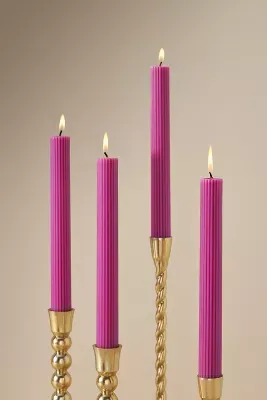 Fluted Taper Candles, Set of 4
