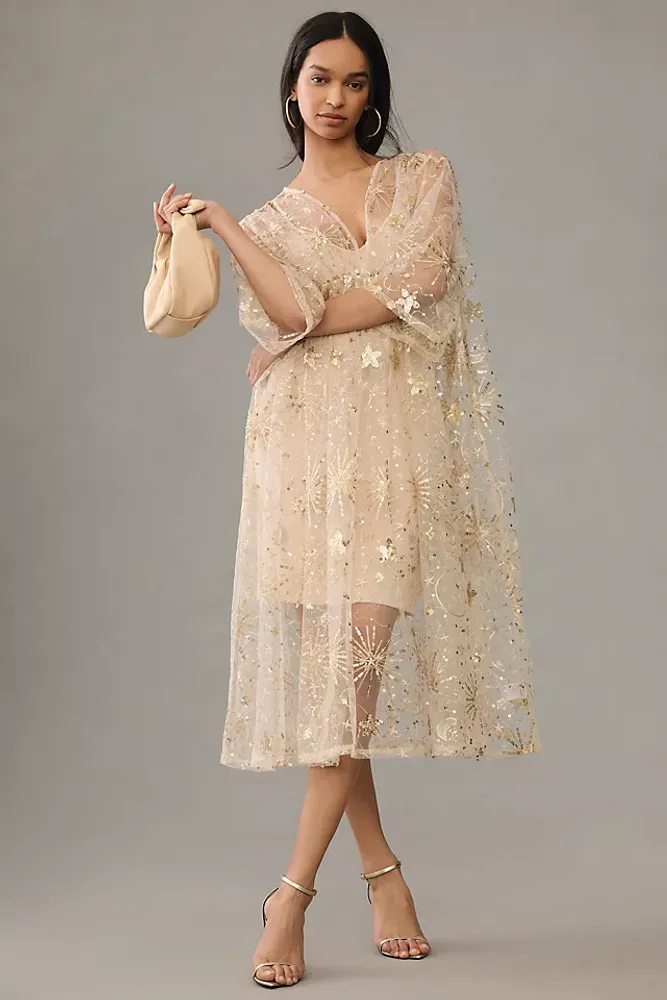 By Anthropologie Beaded Celestial Kaftan