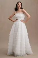 Mac Duggal Kylie Strapless Ruffle Wedding Gown