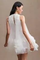 Mac Duggal Della Petal Appliqué Halter Mini Dress