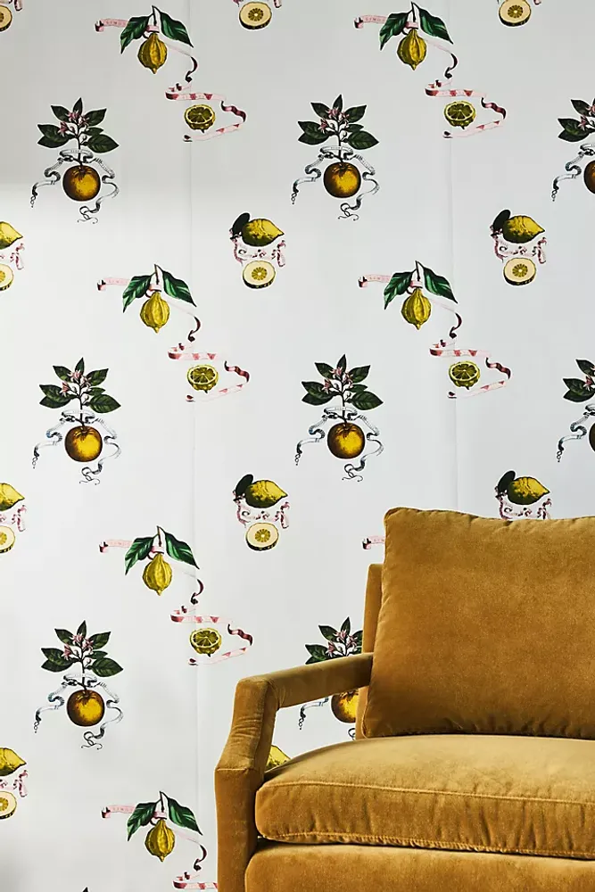 Lemon Toile Wallpaper