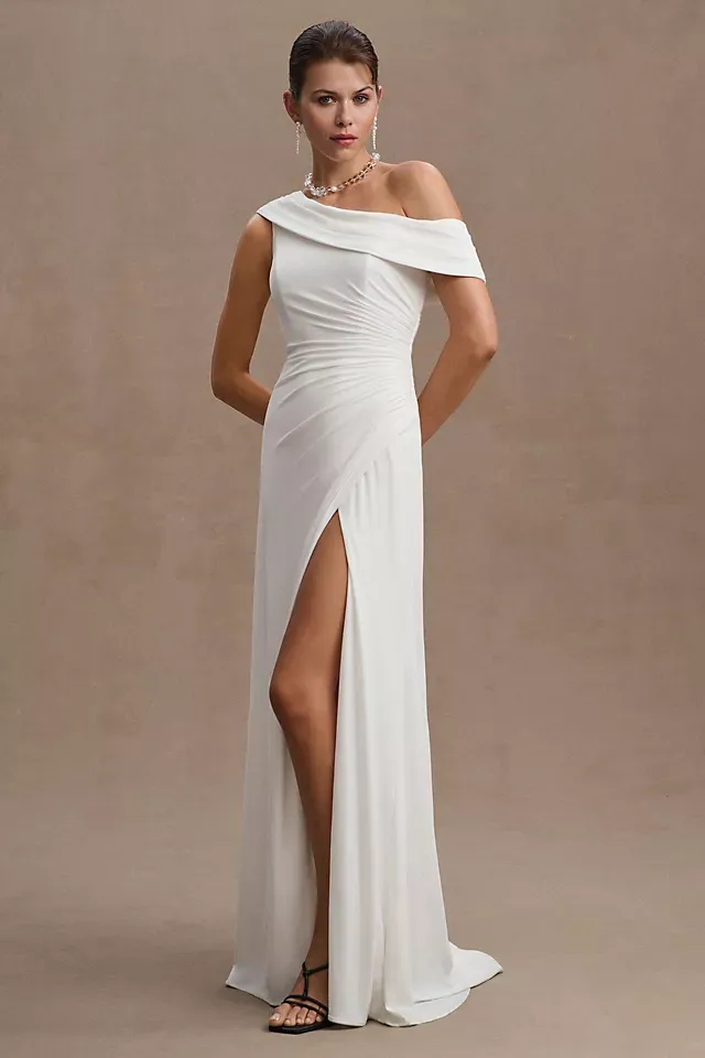 White House Black Market One-Shoulder Ruched Dress