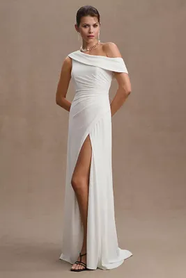 Mac Duggal One-Shoulder Ruched Jersey Gown
