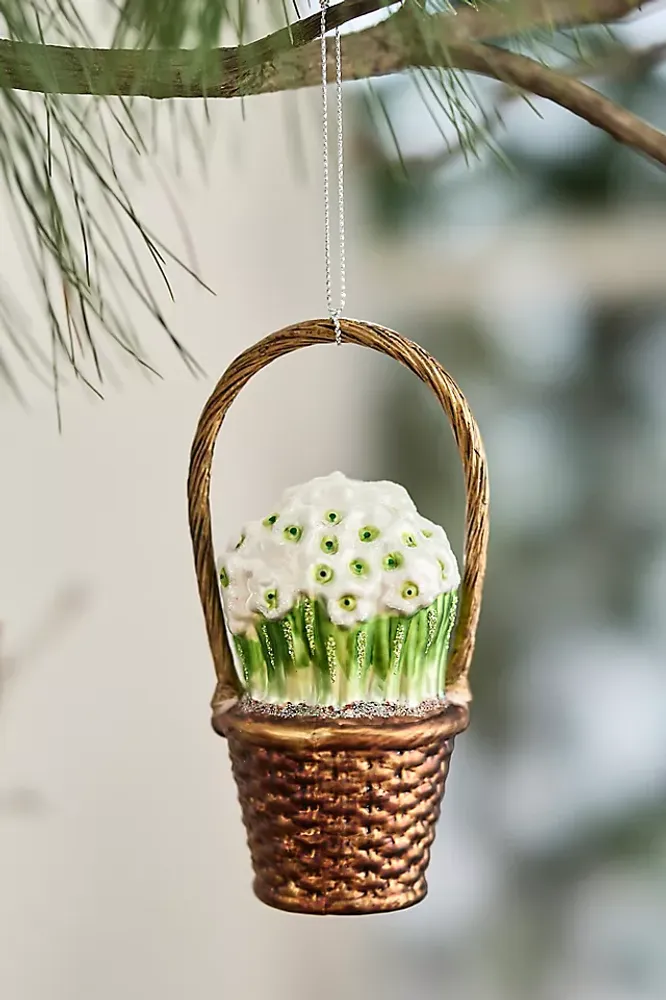 Basket of Paperwhites Glass Ornament
