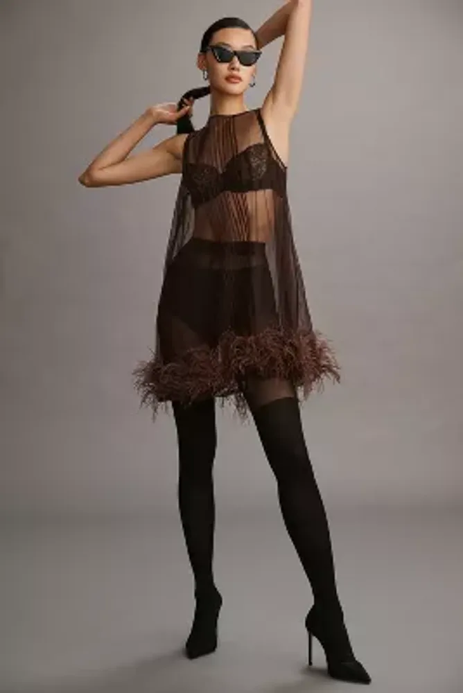 Audrey Adele Sheer Pleated Feather Tunic