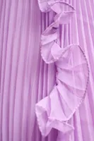 Mac Duggal Pleated Flutter-Sleeve Deep-V Empire-Waist Gown