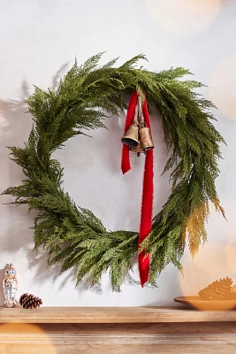 Faux Cedar Hinged Wreath