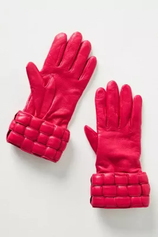 Agnelle Men's Woven Leather Gloves