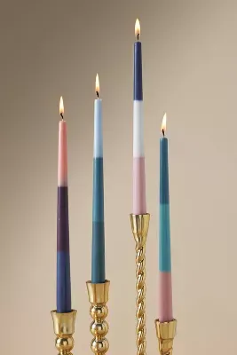 Jewel Tone Ombre Taper Candles, Set of 4