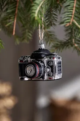 Film Camera Glass Ornament