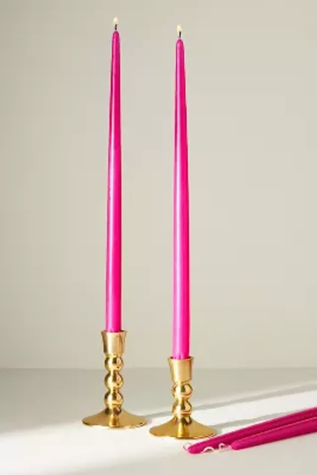 Anthropologie High Shine Spiral Taper Candles, Set of 2