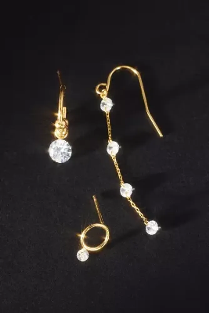 Crystal Drop Earrings, Set of 3