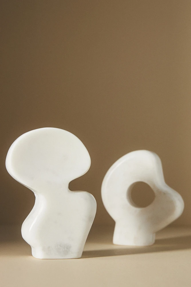 Sculptural Marble Decorative Objects, Set of 2