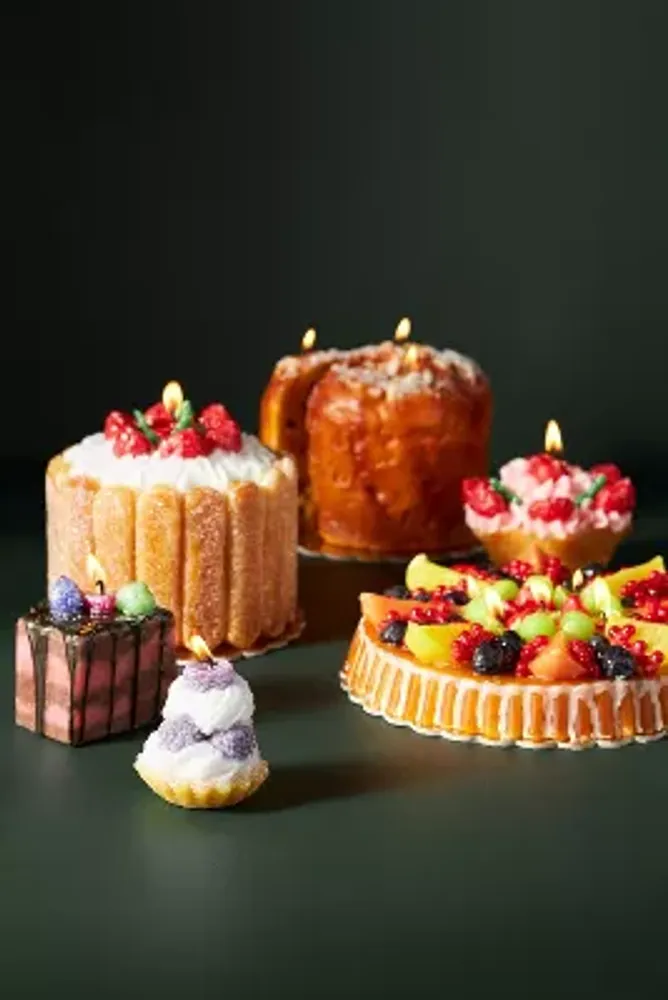 Fruit-Topped Cake Dessert-Shaped Wax Candle