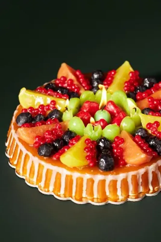 Fruit-Topped Cake Dessert-Shaped Wax Candle