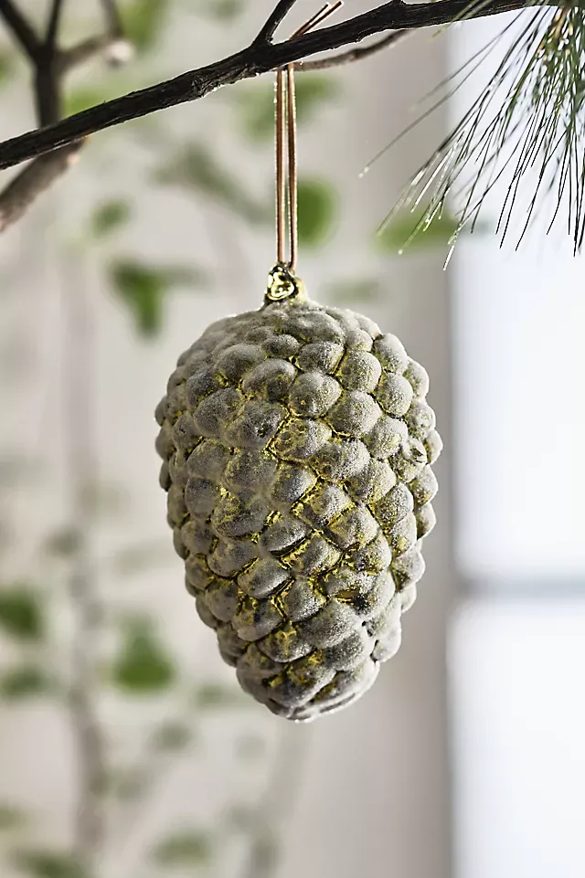 Frosted Pine Cone Ball Ornament